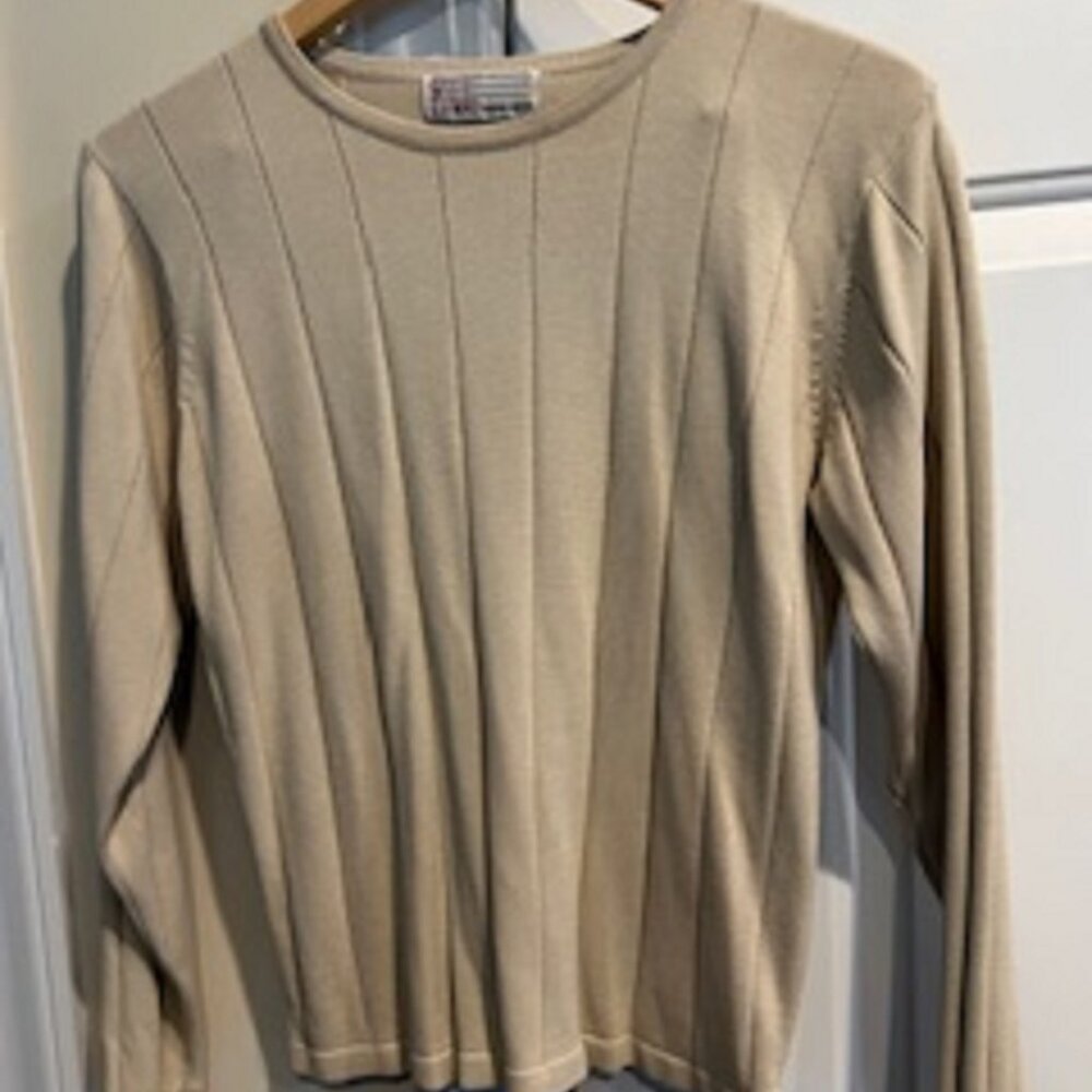 Women's Sweater Milano Beige Long Sleeve Medium Ribbed Pattern